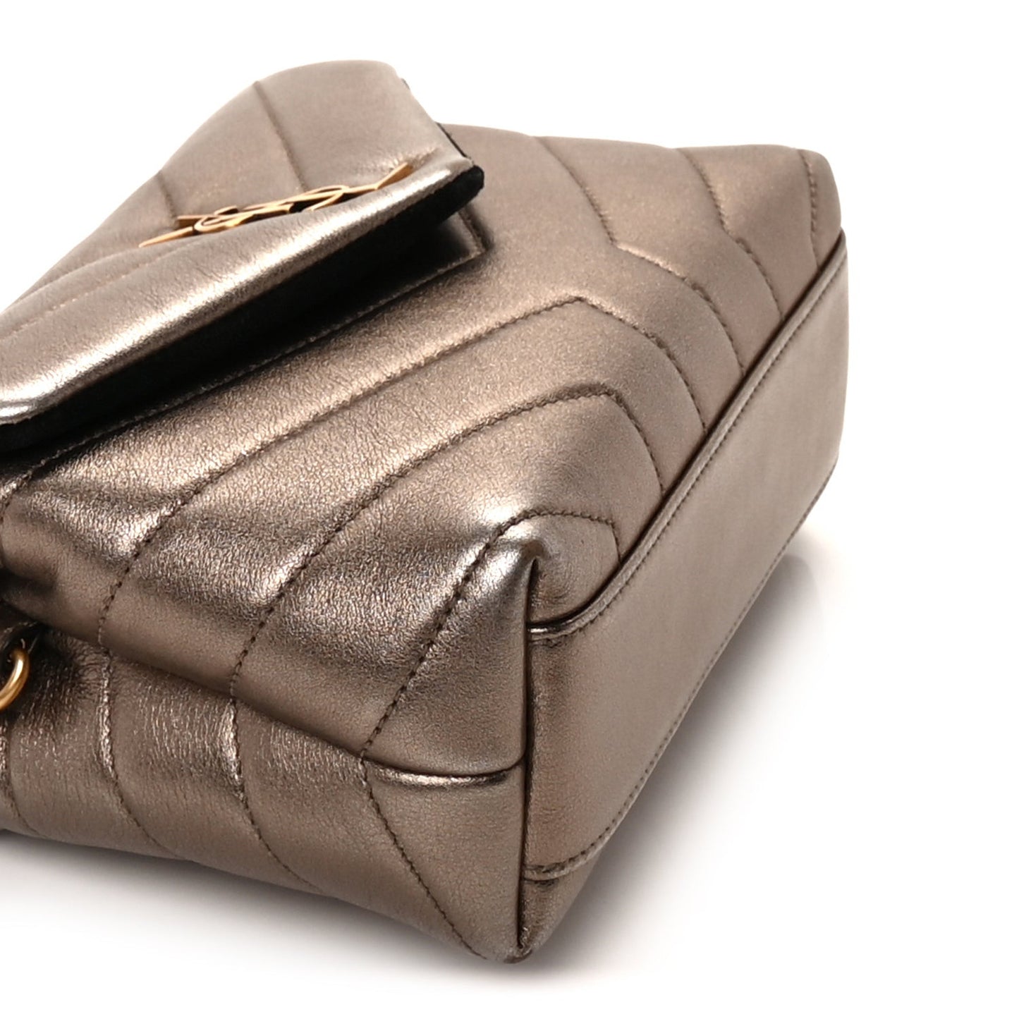 Metallic Calfskin Y Quilted Monogram Toy Loulou Crossbody Bag Piombo
