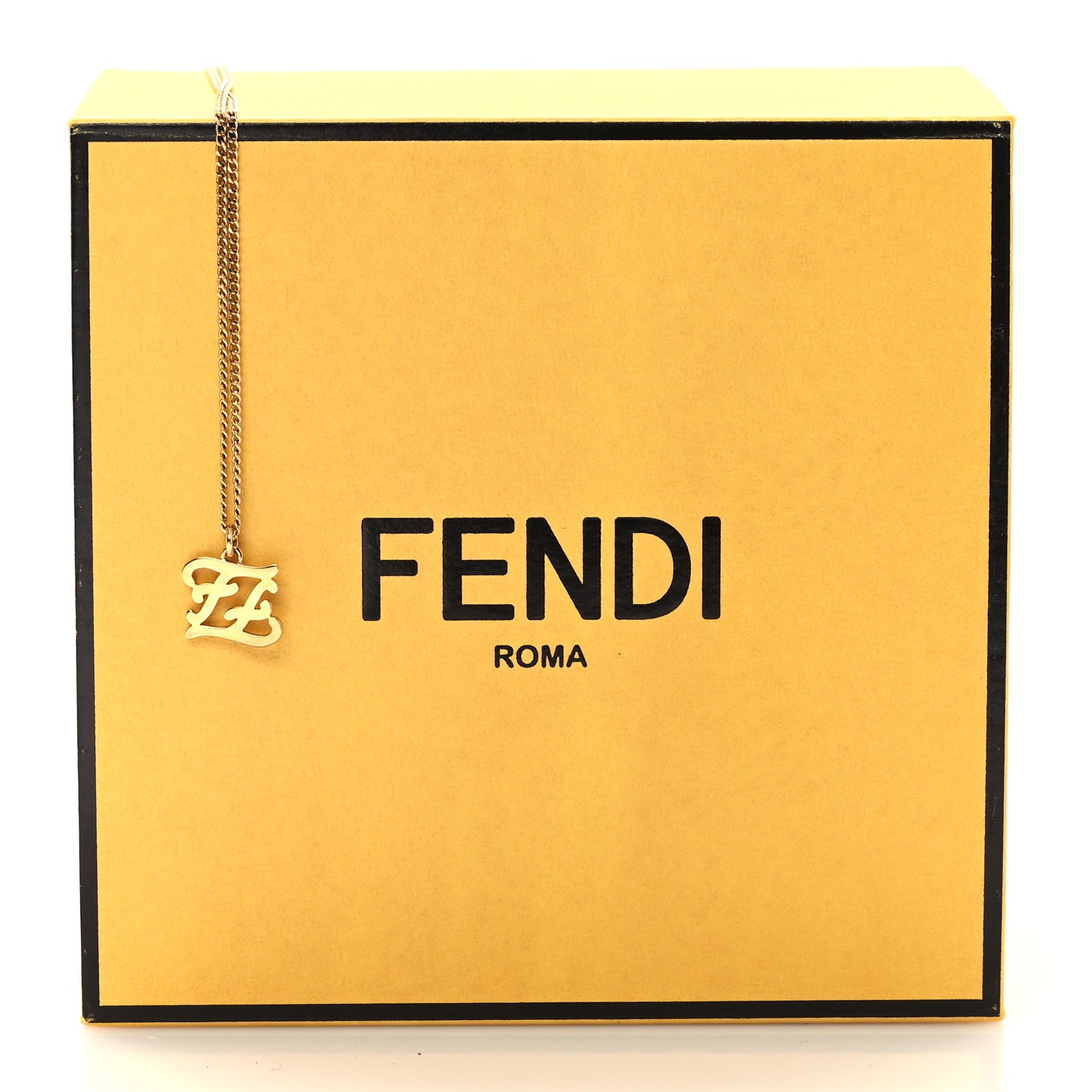Fendi Metal Karligraphy Necklace Gold 6 of 6