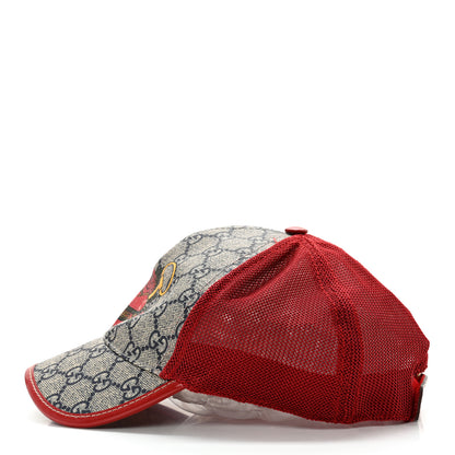 Gucci GG Supreme Monogram Baseball Hat S Beige Red Multicolor 4 of 13