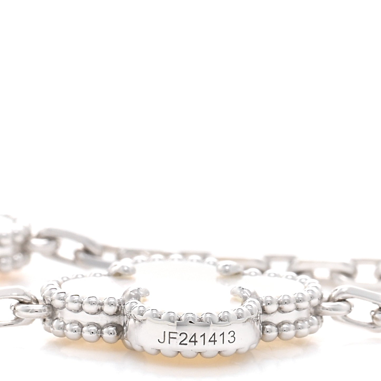 18K White Gold Mother of Pearl 10 Motifs Vintage Alhambra Necklace