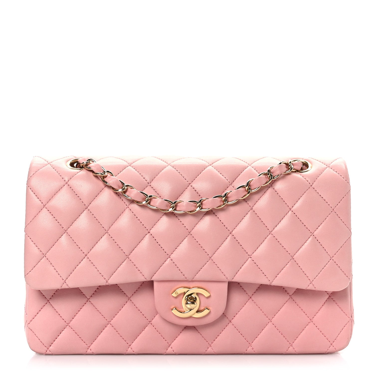 Chanel Lambskin Quilted Medium Double Flap Pink 1 of 10