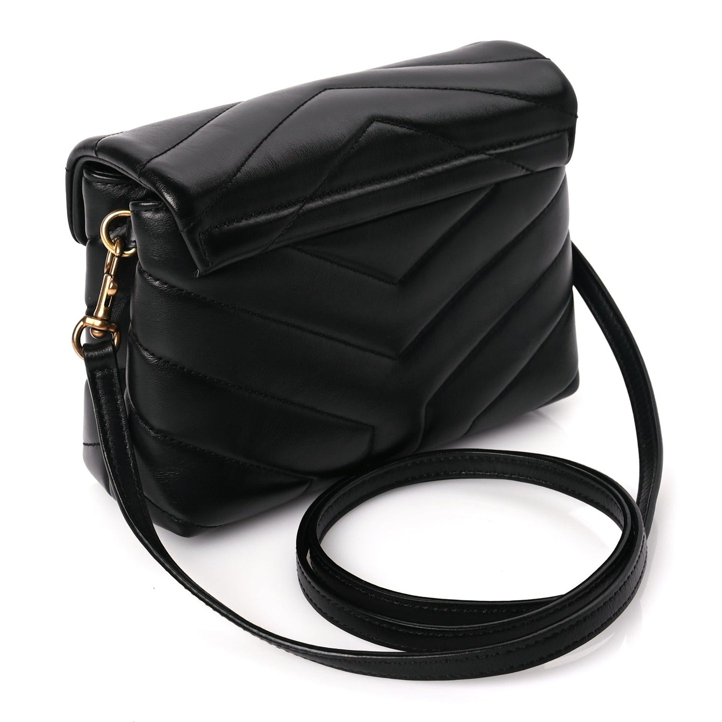 Calfskin Y Quilted Monogram Toy Loulou Crossbody Bag Black