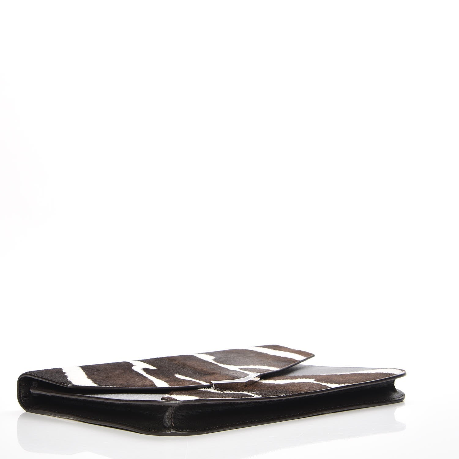 Fendi Calf Hair Vitello Elite Zebra Print 2Jours Envelope Clutch Ebony White 4 of 8