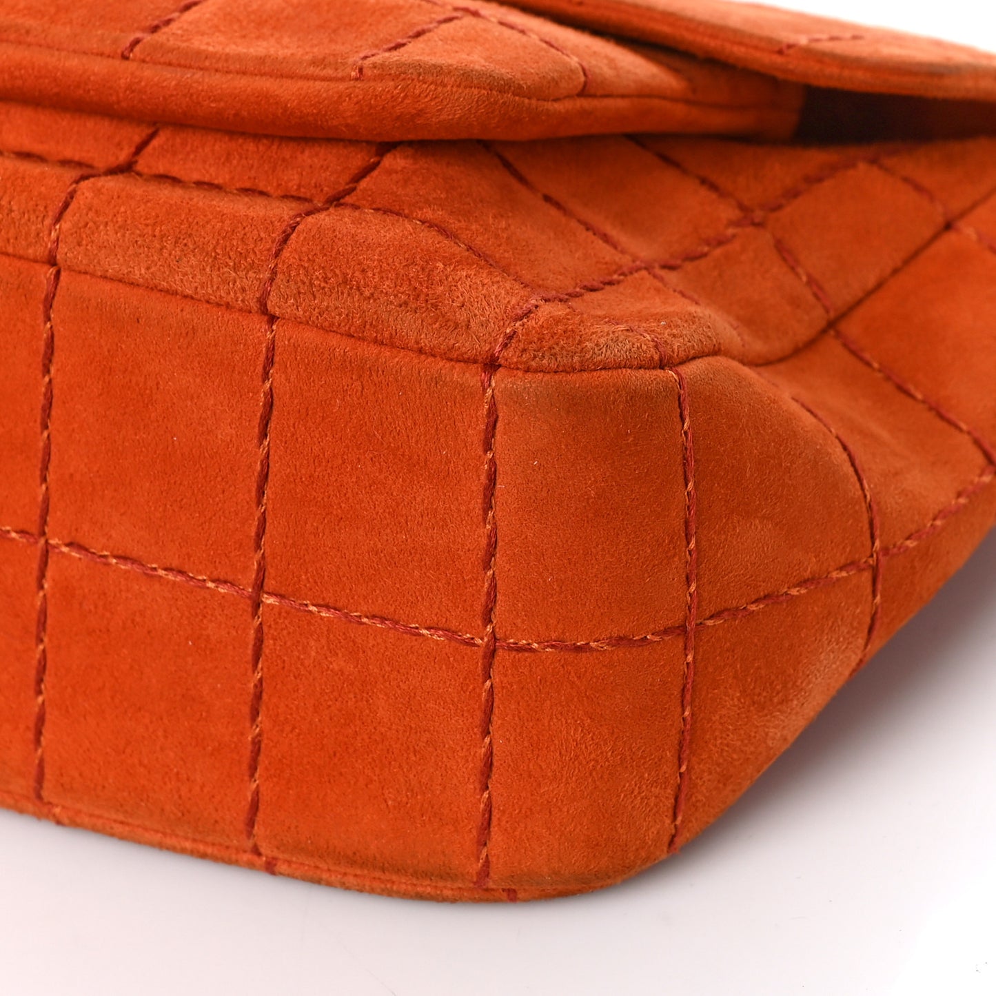 Suede Square Double Stitch Flap Orange