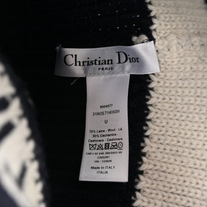 Christian Dior Cashmere Wool D-White Beanie Navy Blue White 7 of 7