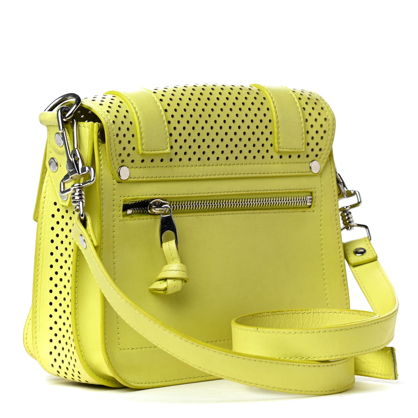 Lambskin Perforated PS1 Pouch Messenger Sulphur