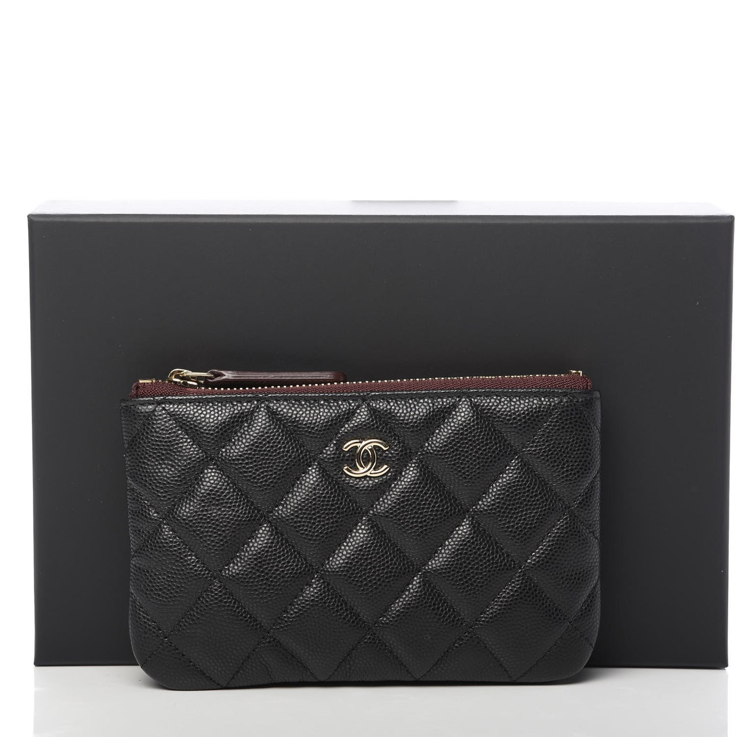 Caviar Quilted Small Cosmetic Case Black