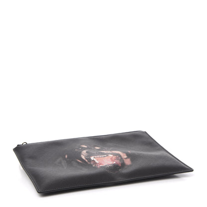 Givenchy Texutured Coated Canvas Rottweiler Print Medium Cosmetic Pouch Black 4 of 8