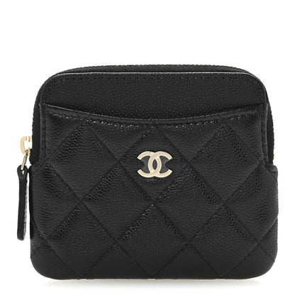 Chanel Caviar Quilted Zip Card Holder Wallet Black 1 of 8