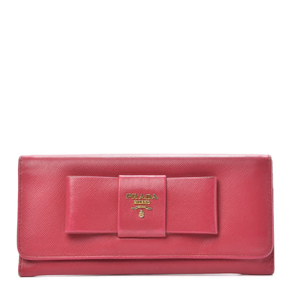 Prada Saffiano Bow Continental Wallet Peonia 1 of 12