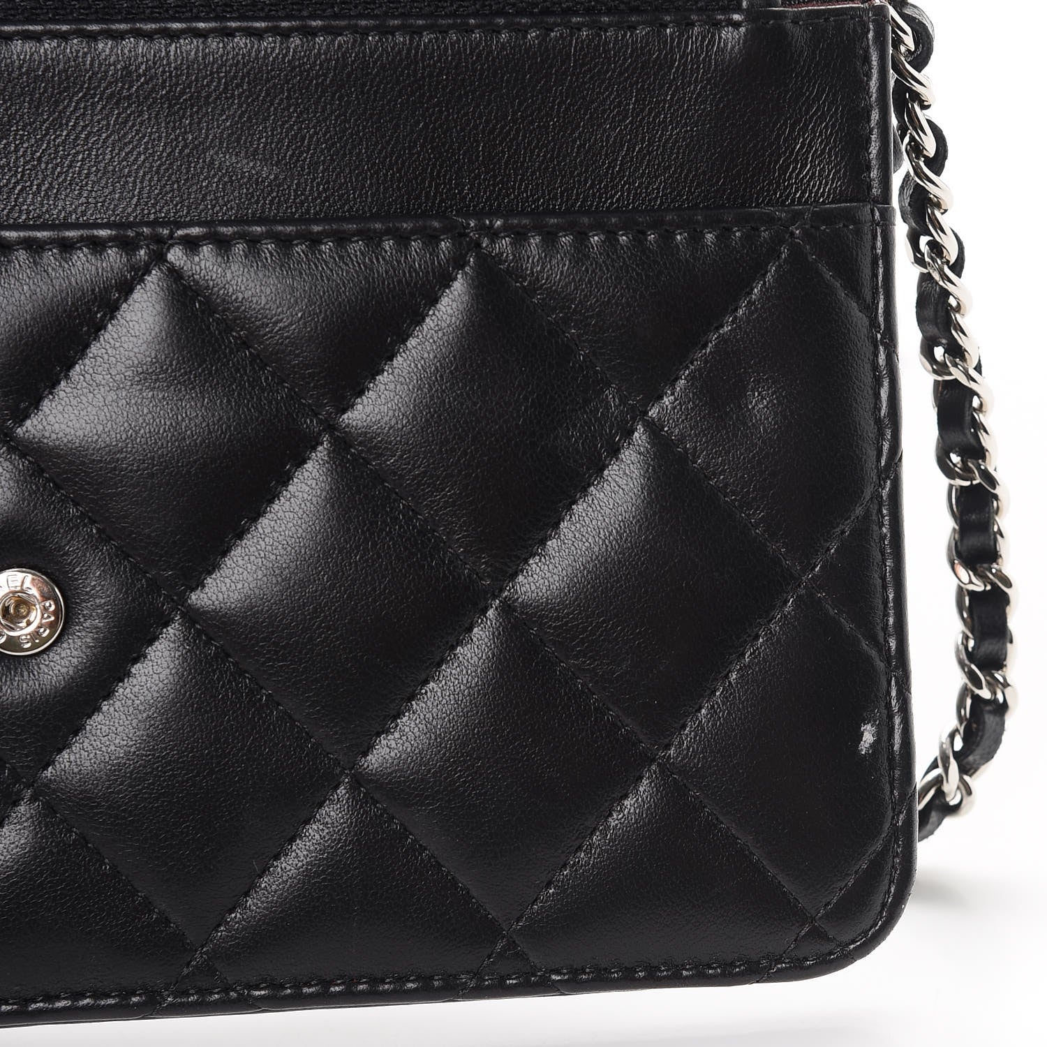 Chanel Lambskin Quilted Wallet On Chain WOC Black 13 of 15