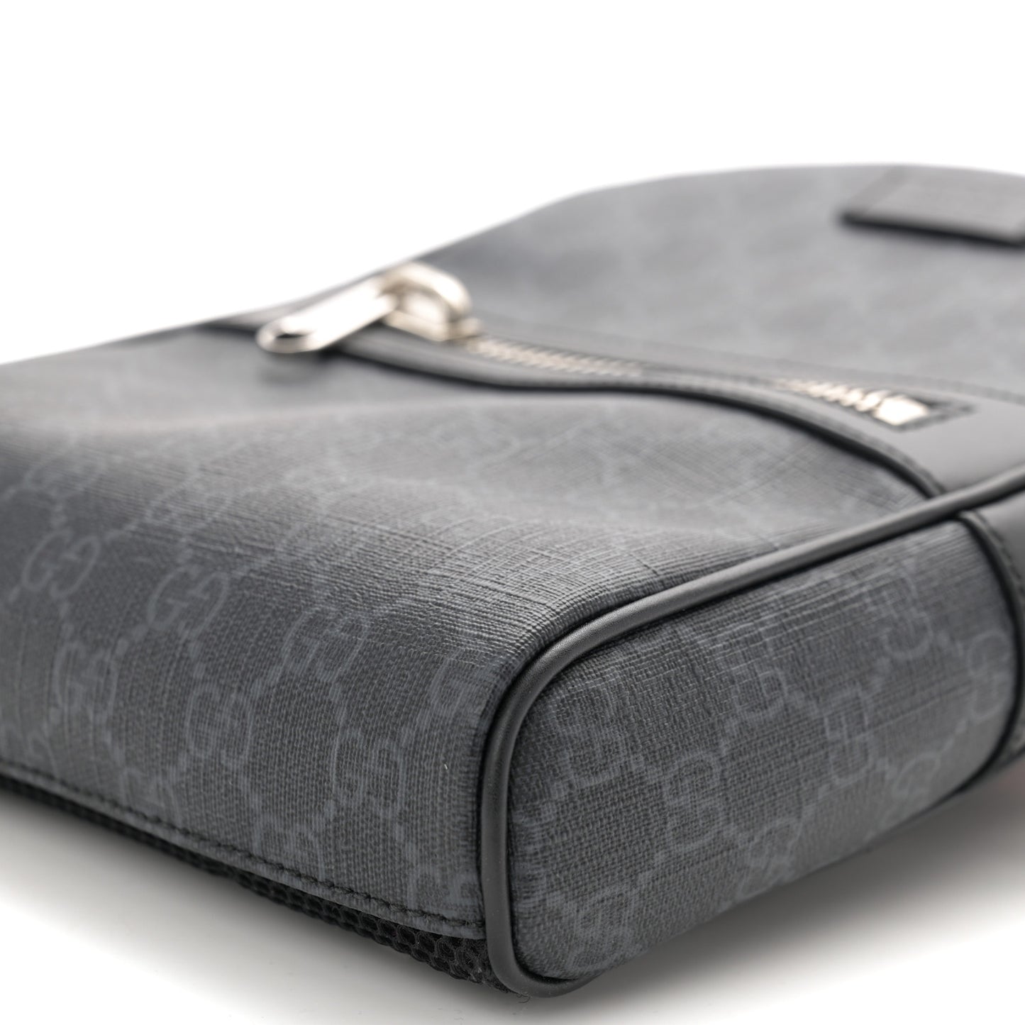 GG Supreme Monogram Calfskin Web Sling Backpack Black Grey