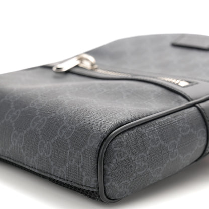 Gucci GG Supreme Monogram Calfskin Web Sling Backpack Black Grey 10 of 10