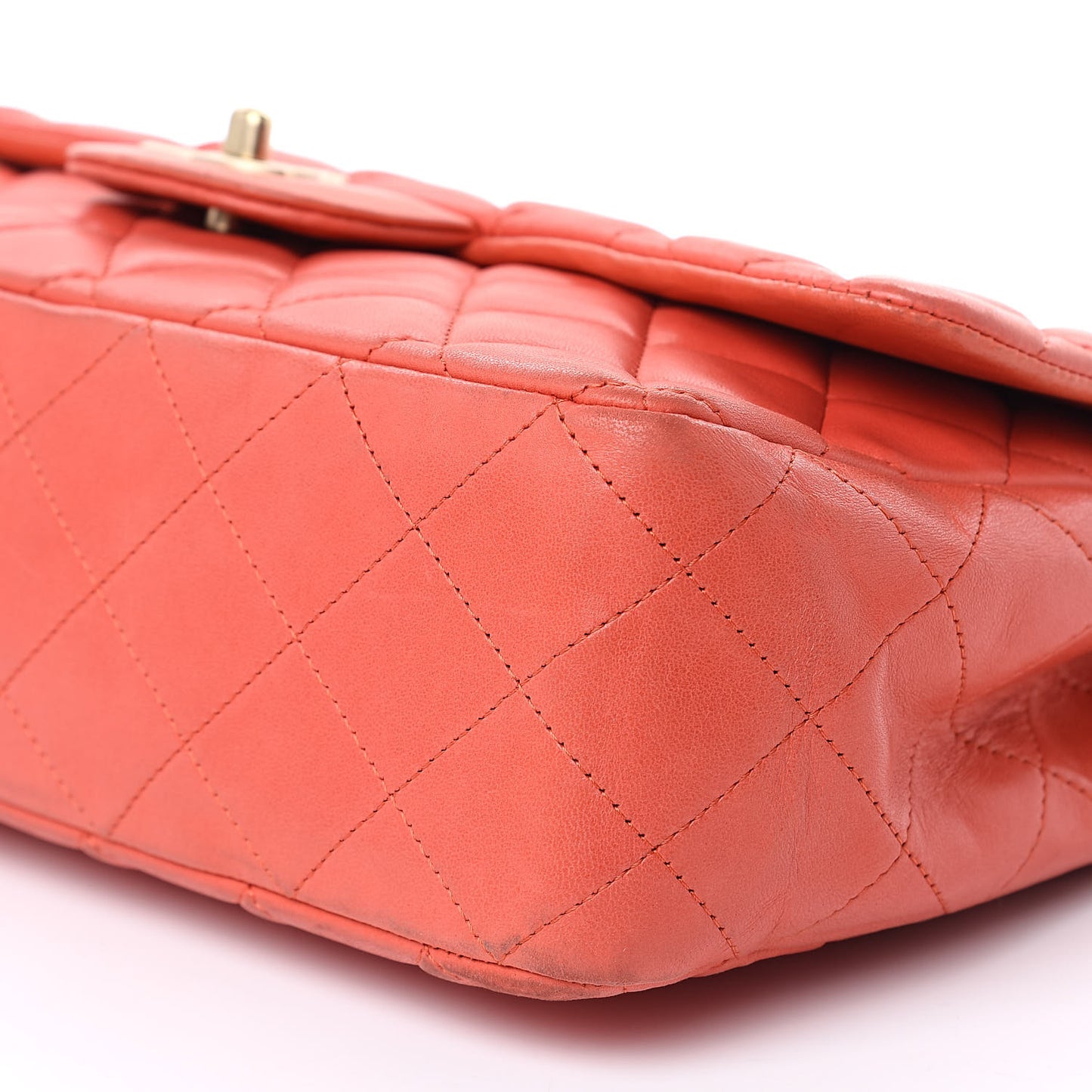 Lambskin Quilted Jumbo Single Flap Coral