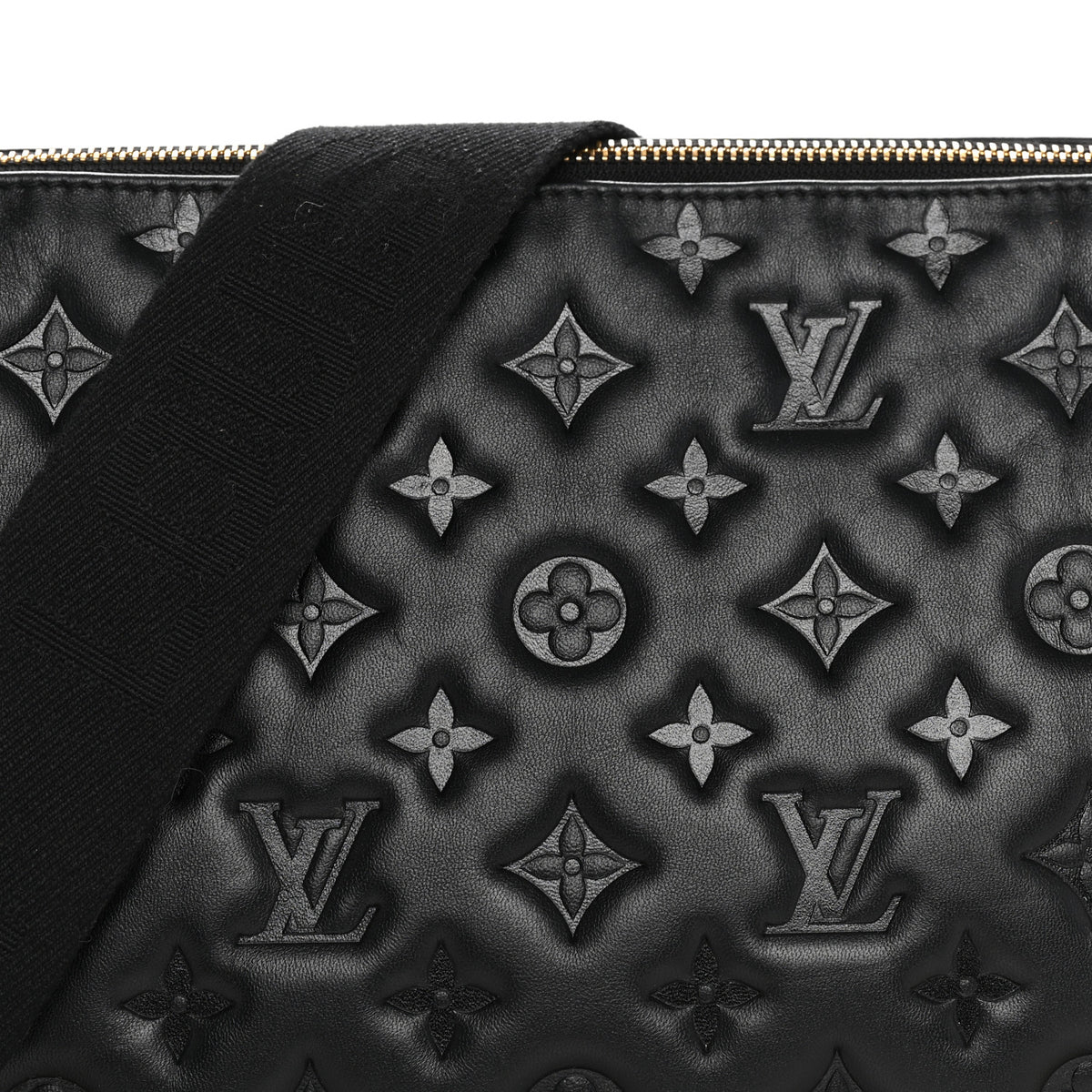 Lambskin Embossed Monogram Coussin MM Black