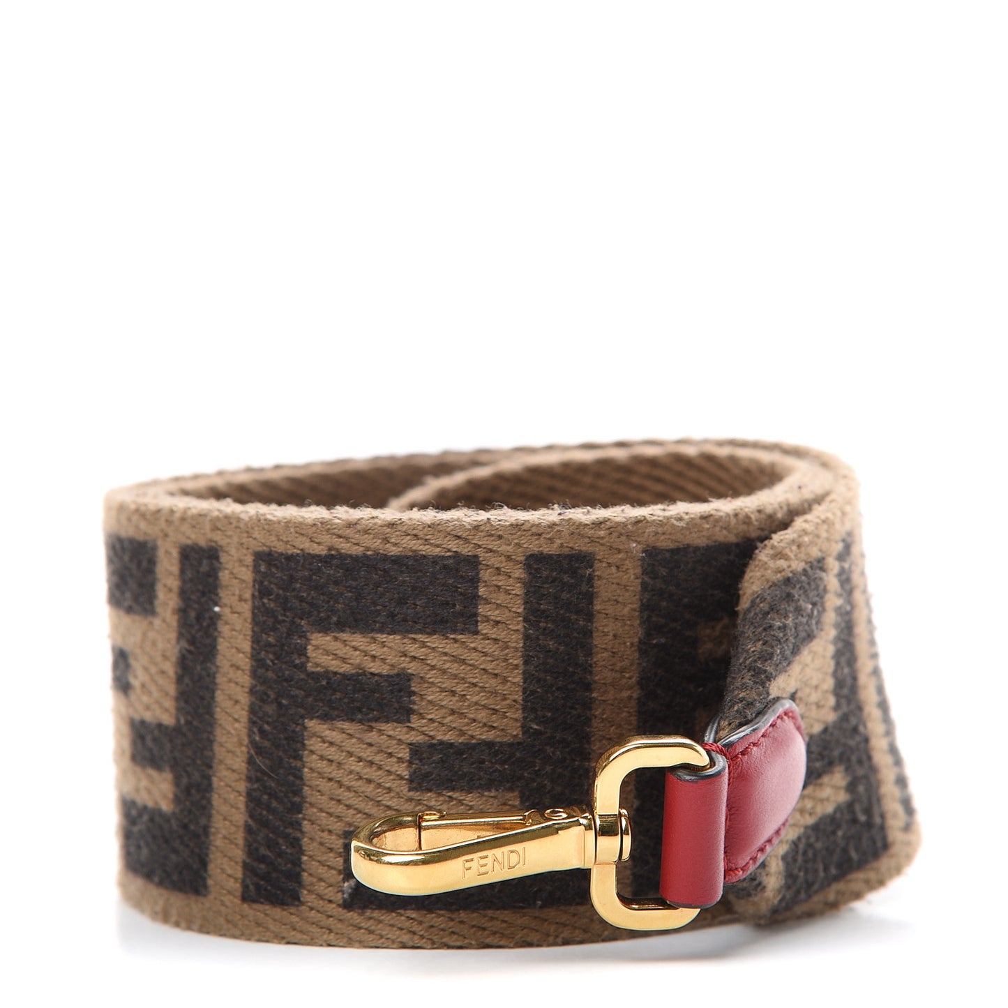 Canvas Calfskin FF 1974 Strap You Fango Marrone Red