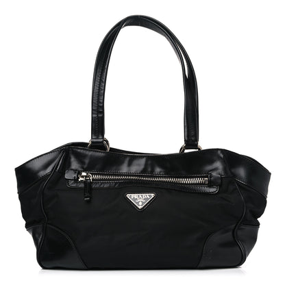 Prada Tessuto Nylon Soft Calfskin Shoulder Bag Black 1 of 15
