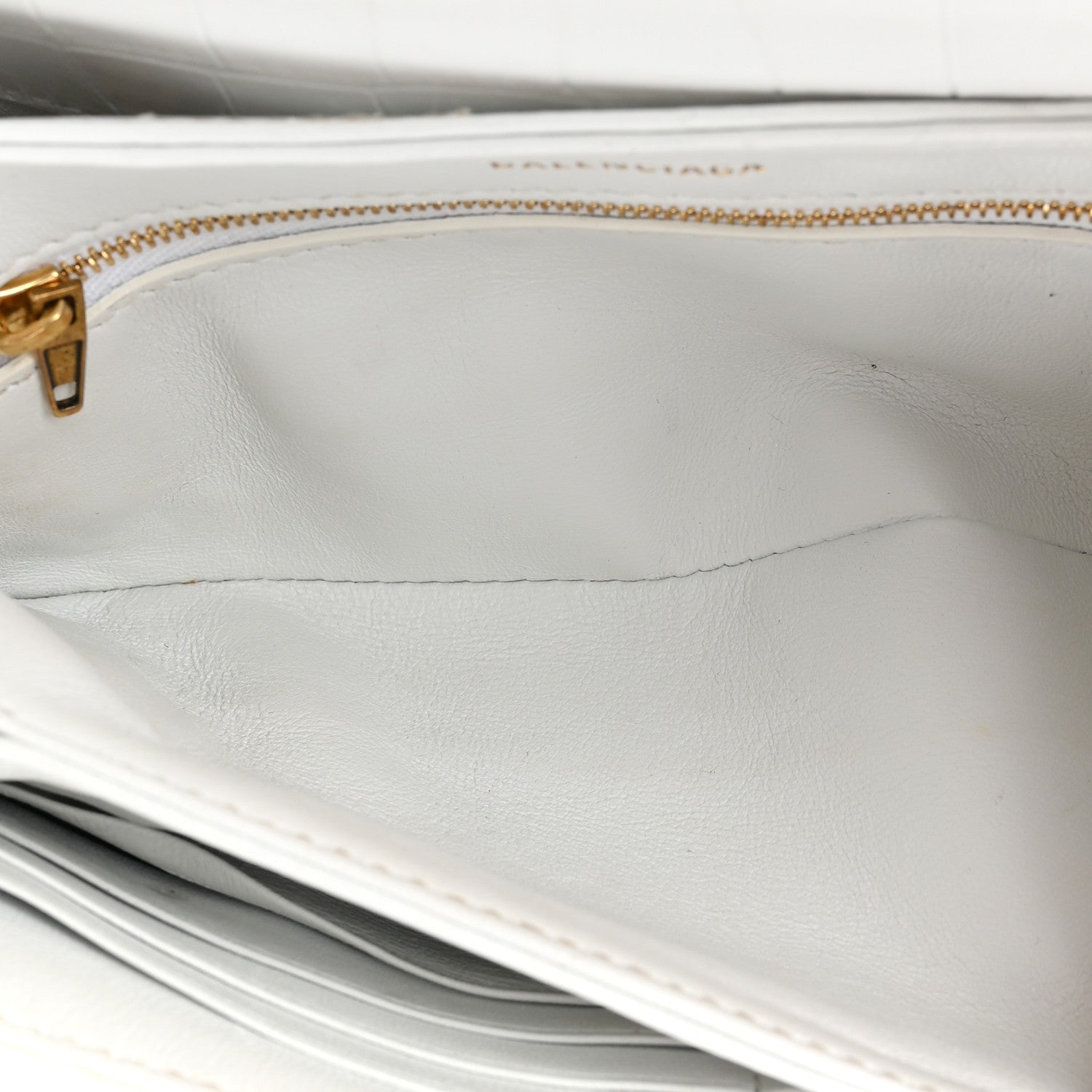 Balenciaga Shiny Extra Supple Calfskin Crocodile Embossed Small Triplet Bag Optic White 6 of 19