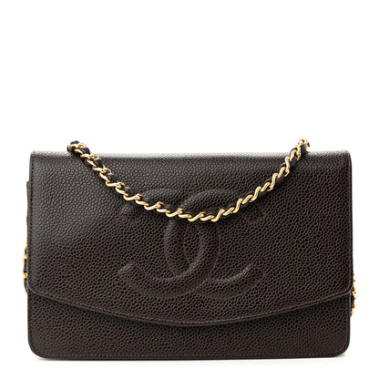 Chanel Caviar Timeless CC Wallet On Chain WOC Dark Brown 1 of 10