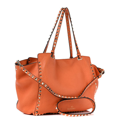 Valentino Garavani Pebbled Calfskin Medium Rockstud Tote Melon Sorbet 2 of 14