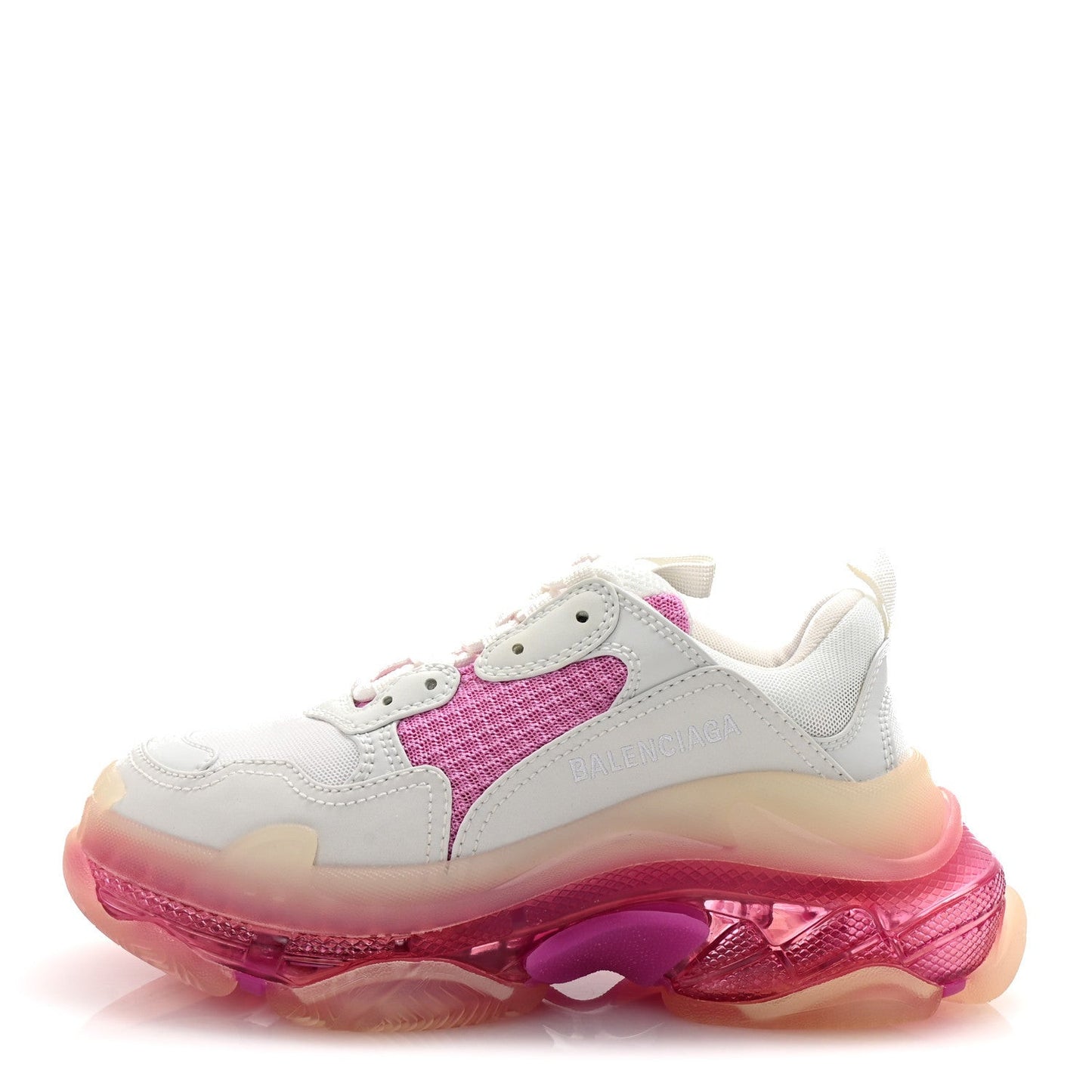 Fabric Mesh Clear Sole Womens Triple S Sneakers 36 White Pink