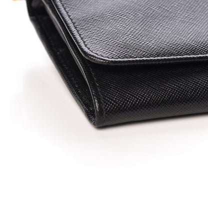 Prada Saffiano Metal Oro Chain Wallet Black 9 of 11