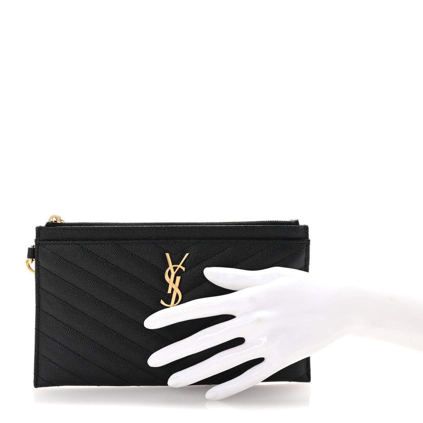 Grain De Poudre Chevron Monogram Large Bill Pouch Black