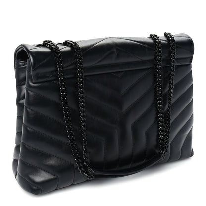 Saint Laurent Calfskin Y Quilted Monogram Monochrome Medium Loulou Chain Satchel Black 2 of 8