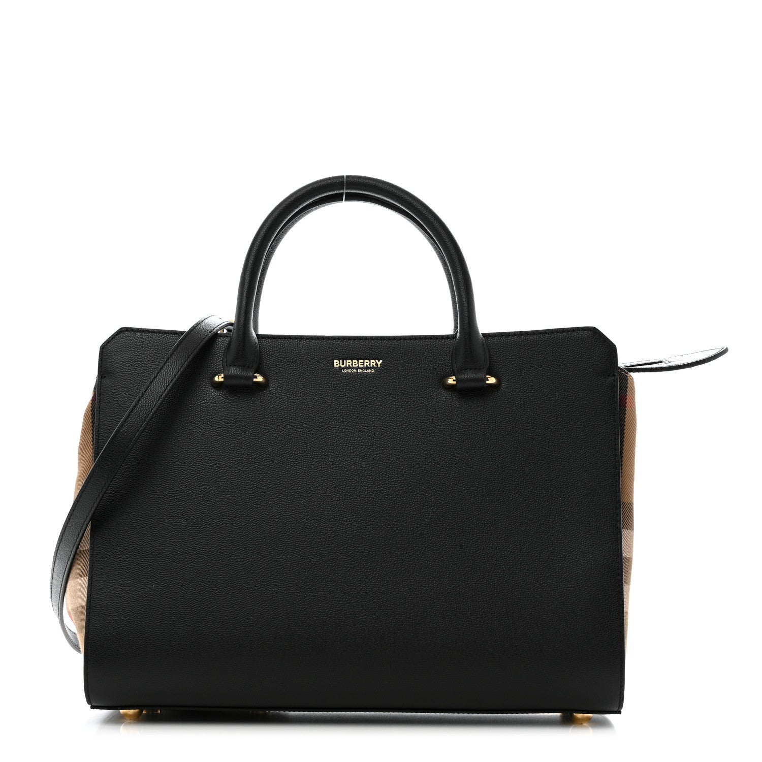 Burberry Calfskin Mega Check Small Banwell Tote Black 1 of 7