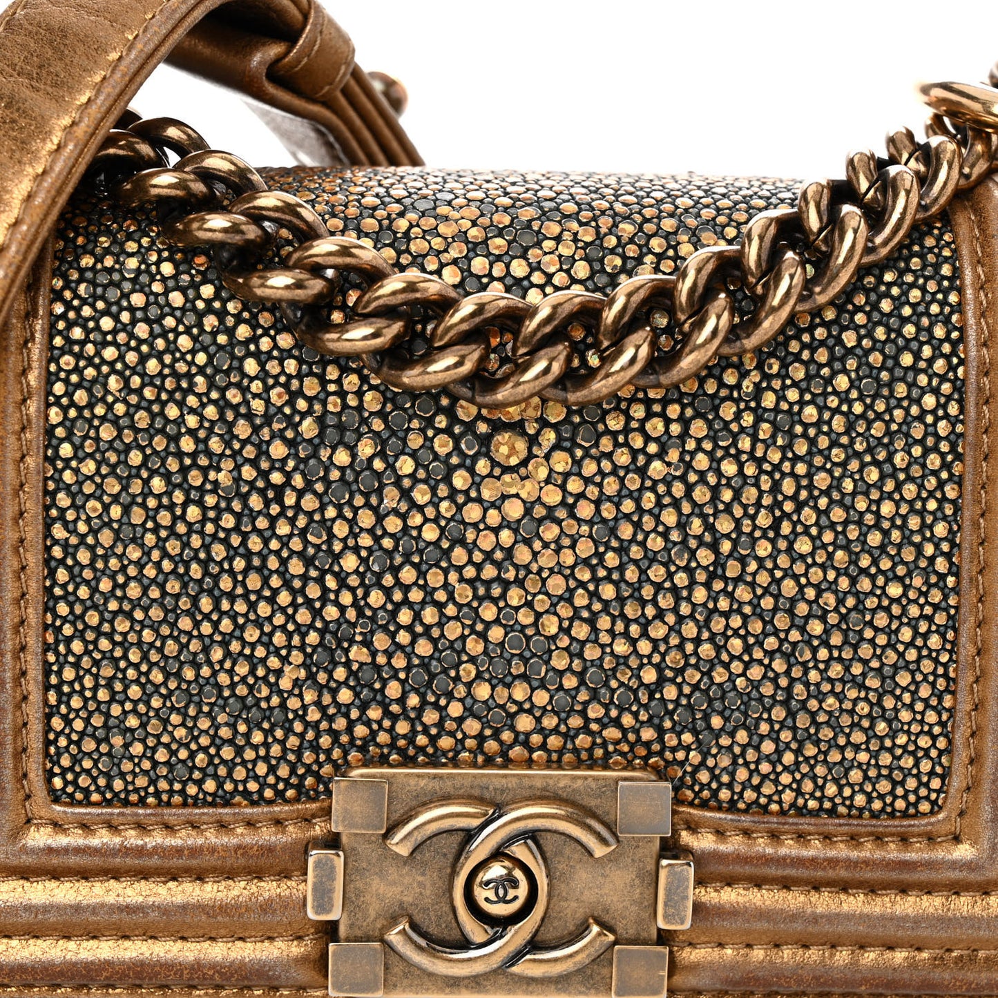 Galuchat Stingray Mini Boy Flap Gold