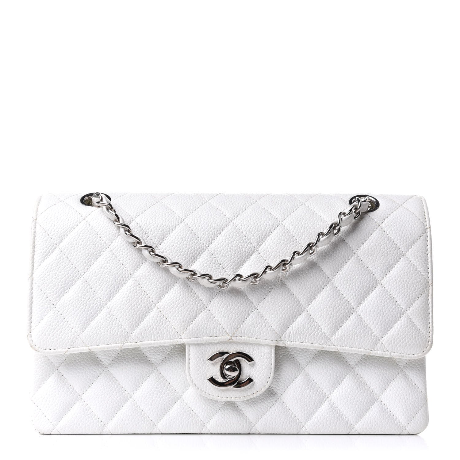 Chanel Caviar Quilted Medium Double Flap White 1 of 10
