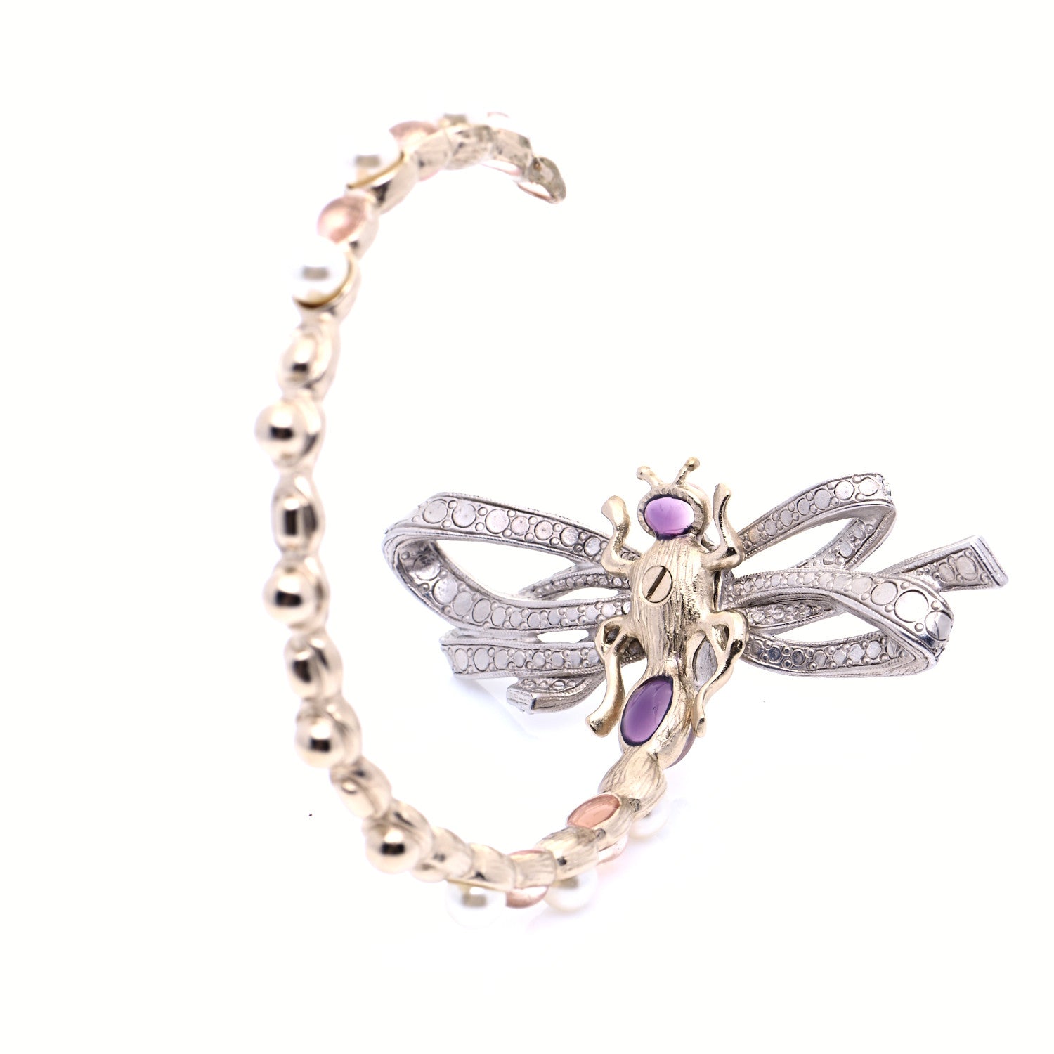 Chanel Crystal Pearl CC Dragonfly Bracelet Gold 5 of 7