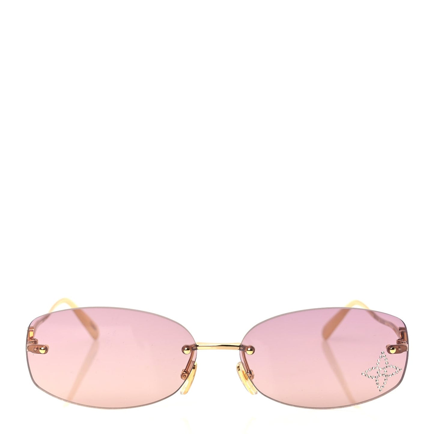 Metal Crystal LV Glam 2.0 Oval Sunglasses Pink