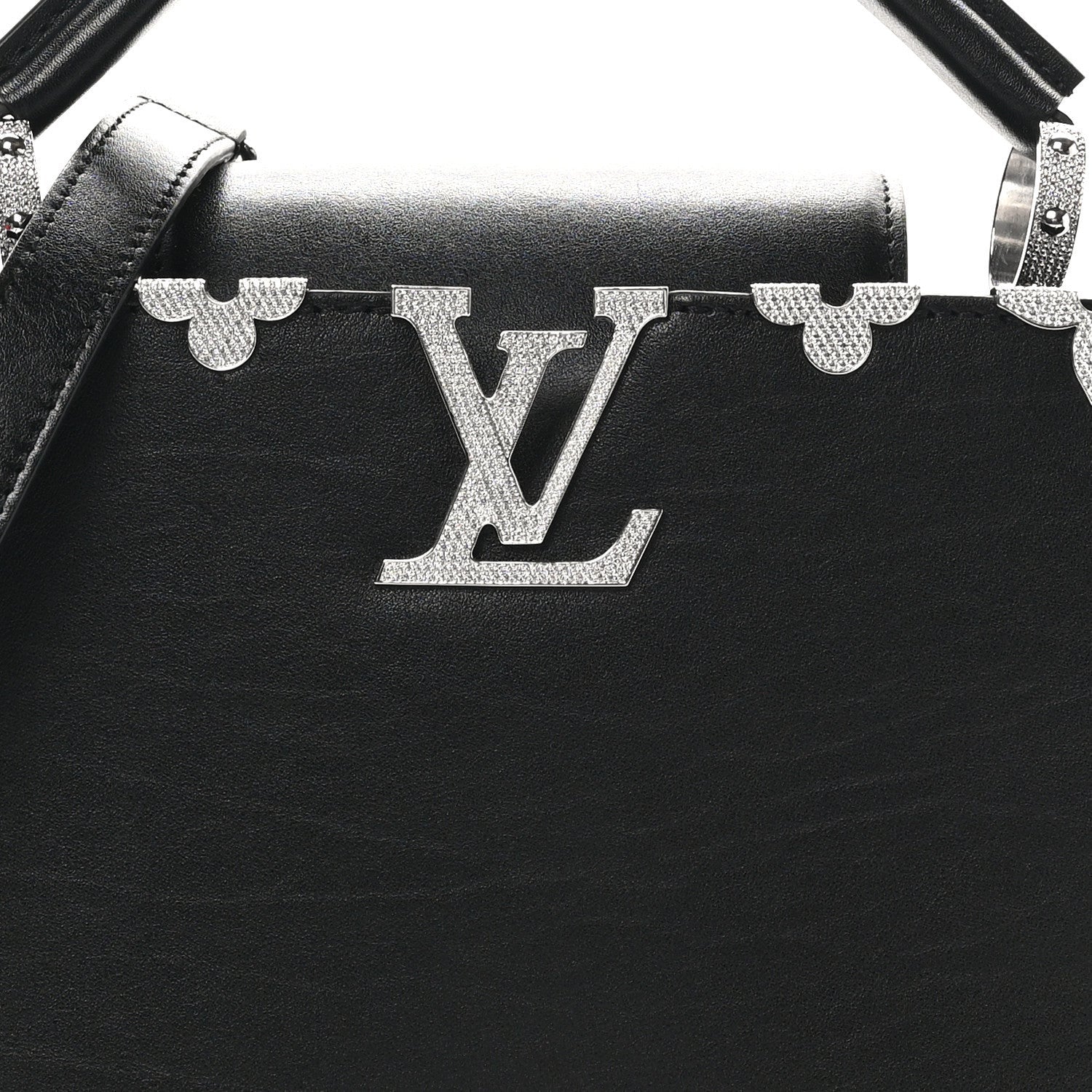 Louis Vuitton Smooth Calfskin Crystal Flowers Capucines BB Black 7 of 7