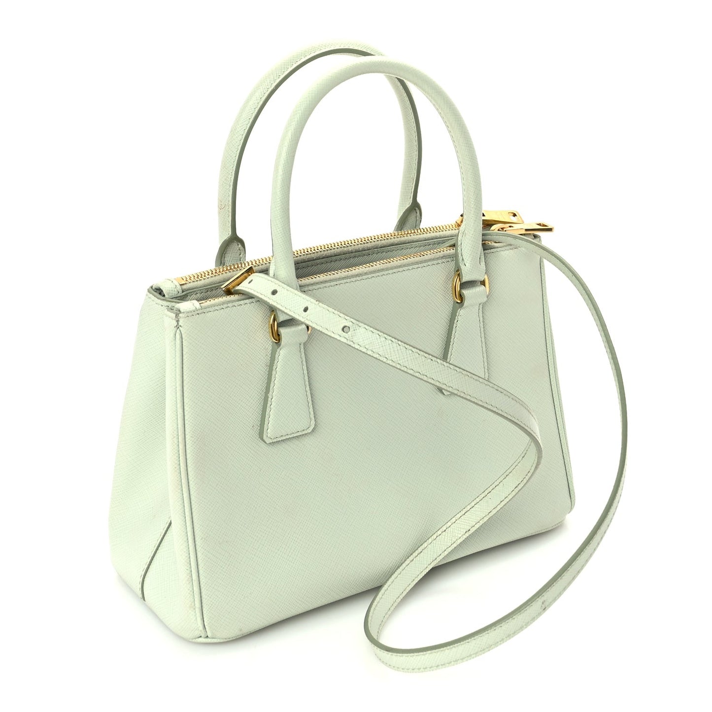 Saffiano Small Galleria Double Zip Tote Acqua
