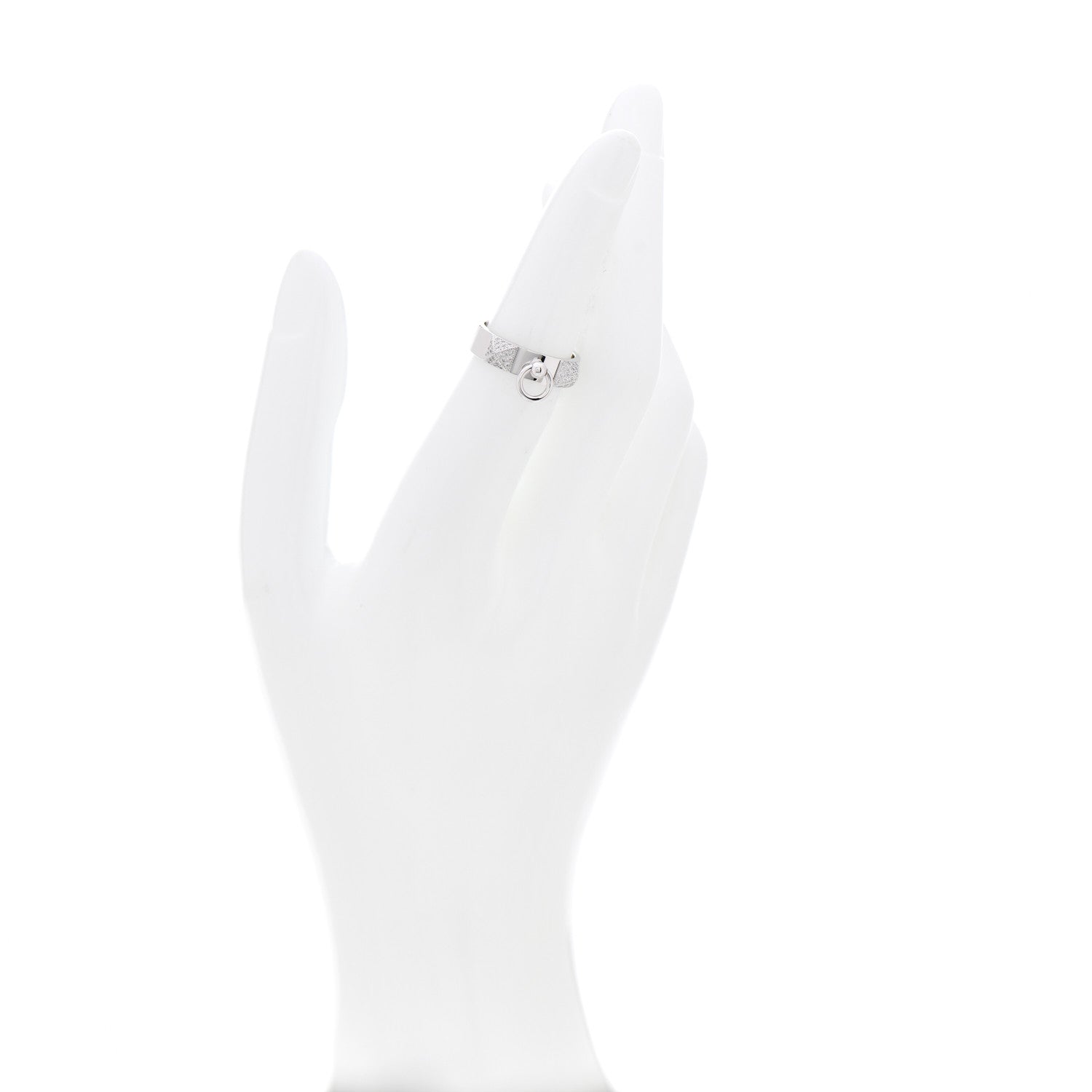 Hermes 18K White Gold Diamond Collier De Chien PM Ring 52 6 2 of 5