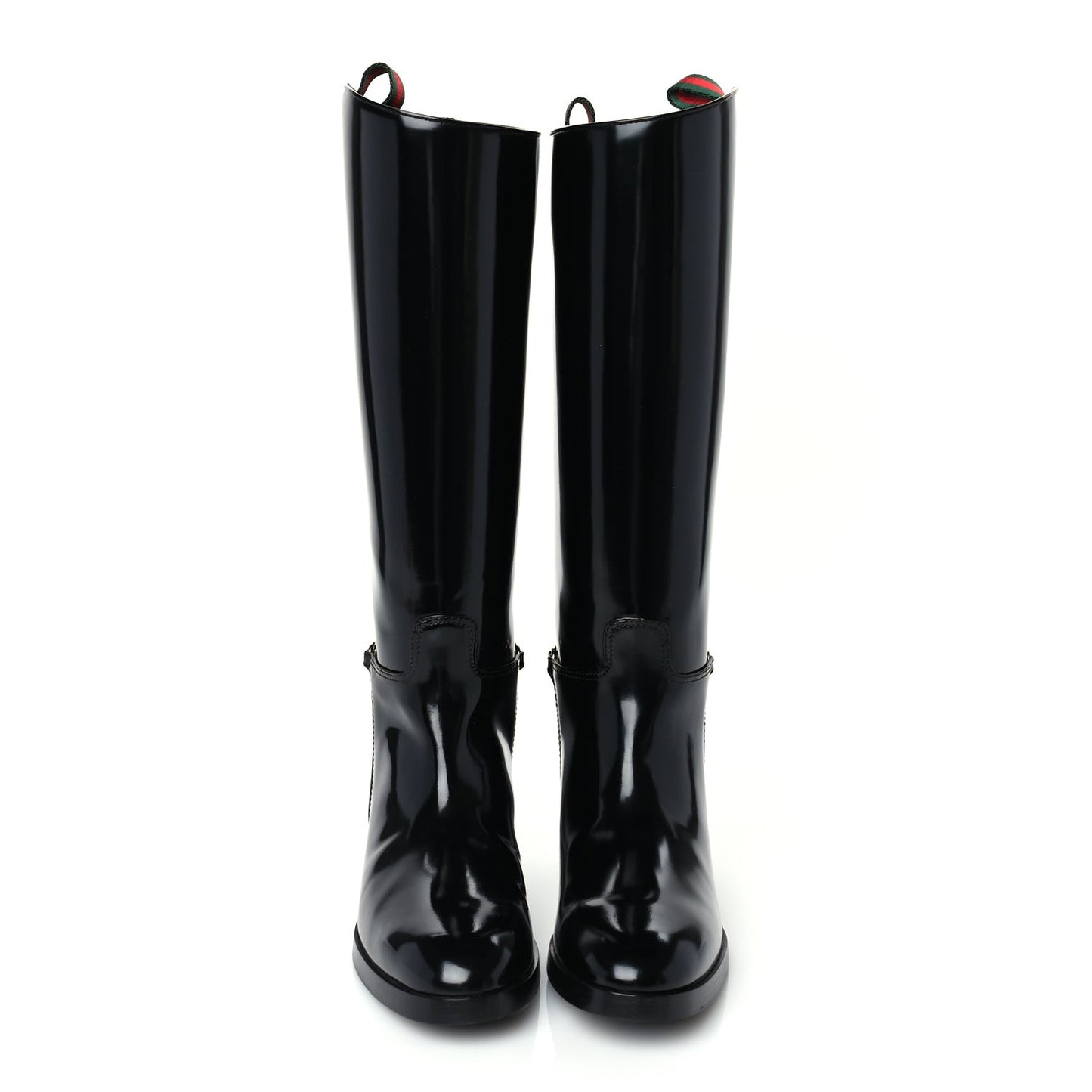 Patent Calfskin Michelangelo Slim Horsebit Riding Boots 37.5 Black