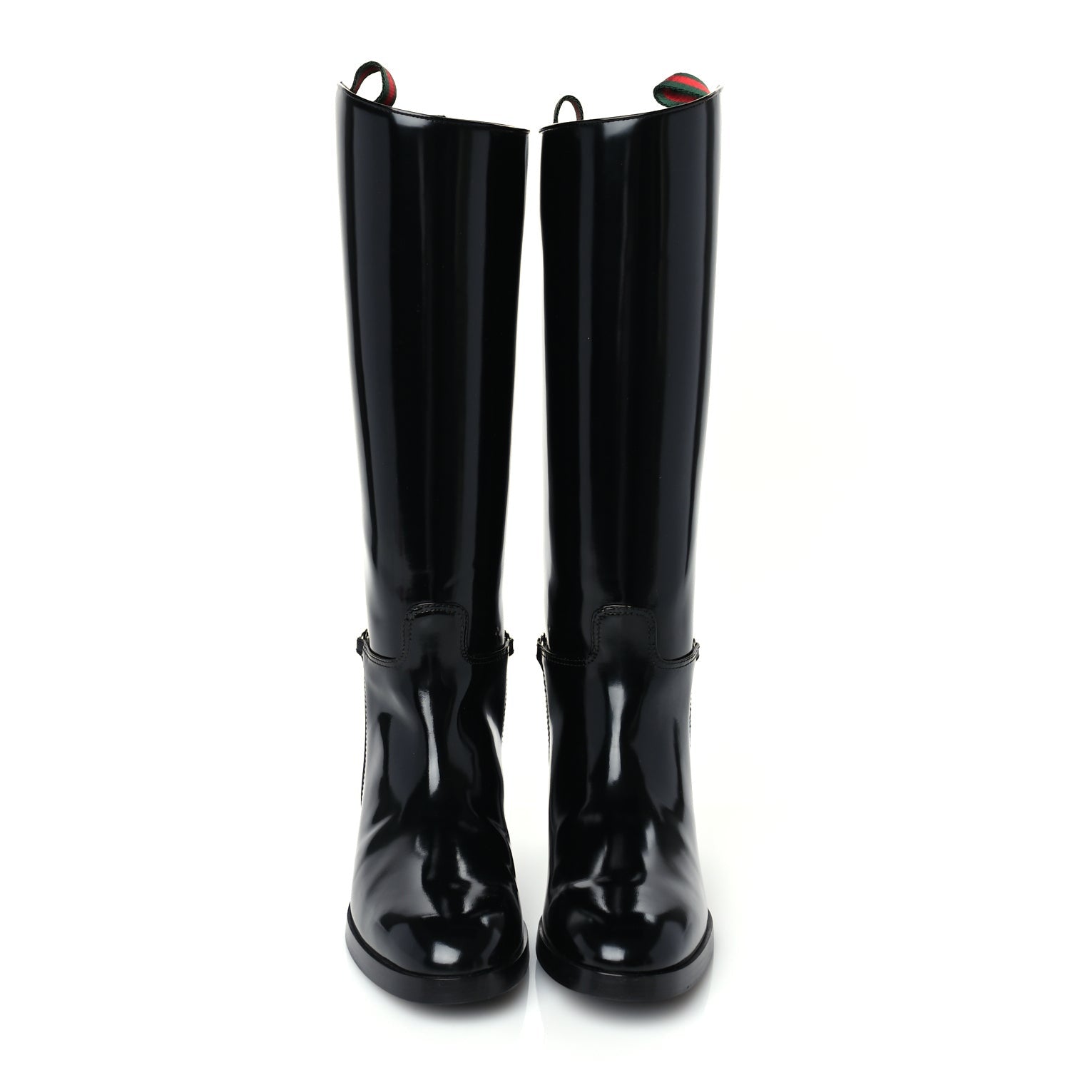 Gucci Patent Calfskin Michelangelo Slim Horsebit Riding Boots 37.5 Black 3 of 6