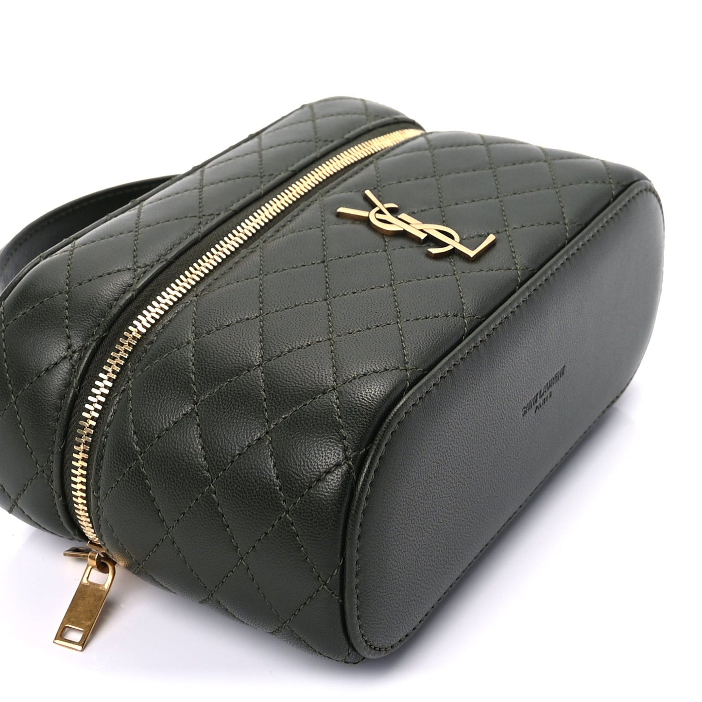 Lambskin Quilted Gaby Vanity Bag  Olive Wood