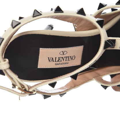 Valentino Garavani Nappa Rockstud Ankle Strap 100mm Pumps 36.5 Black Light Ivory 6 of 8