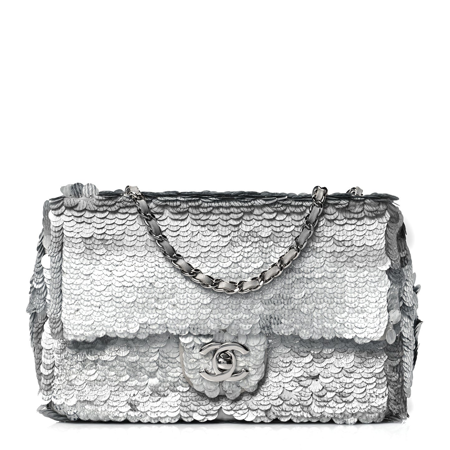 Sequin Mini Rectangular Flap Silver