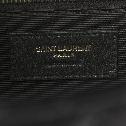 Saint Laurent Grain De Poudre Textured Mixed Matelasse Large Triquilt Monogram Satchel Black 6 of 7