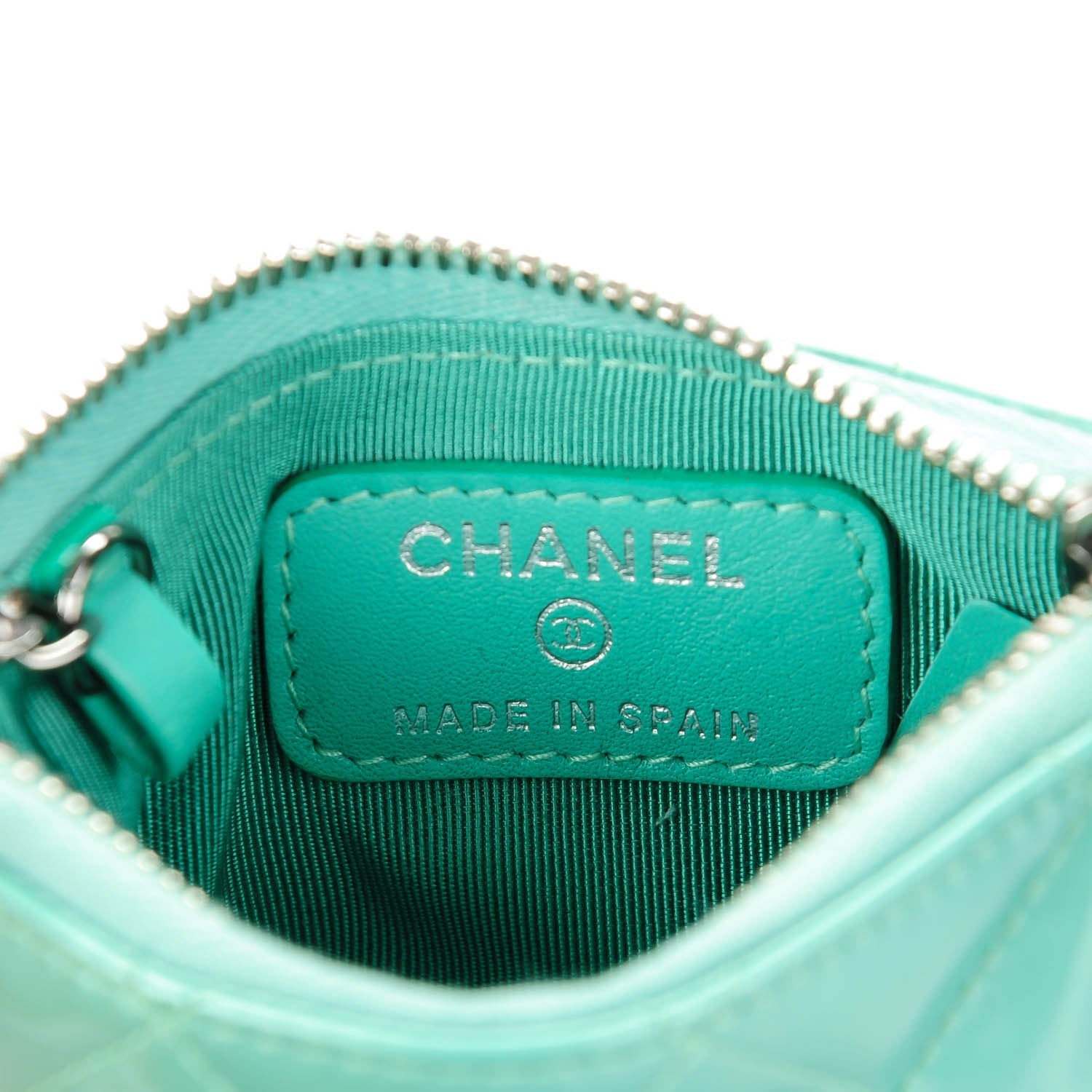 Chanel Patent Quilted Key Holder Case Green 7 of 7