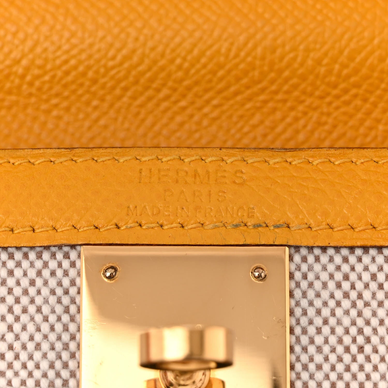 Hermes Toile H Epsom Kelly Sellier 28 Ecru Jaune Sable 6 of 12