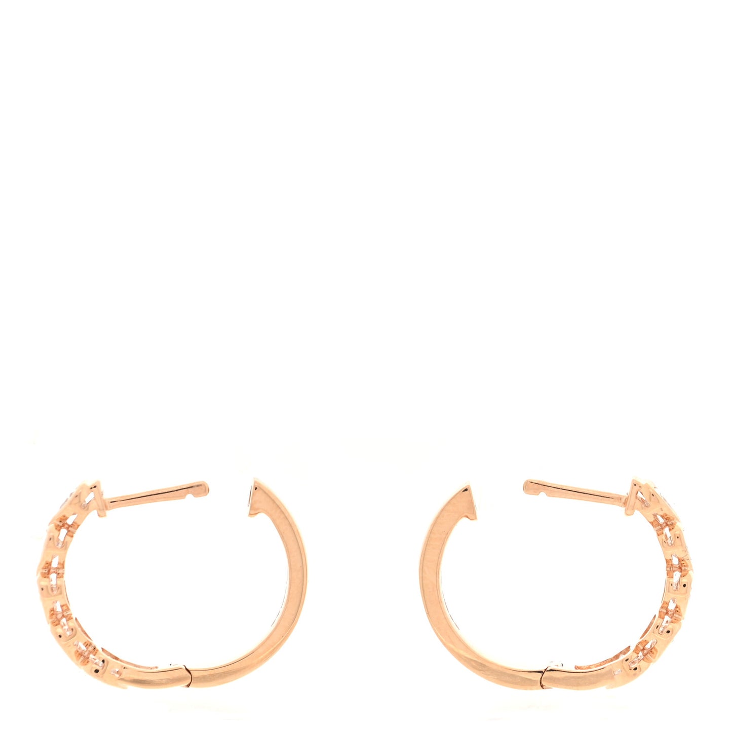 18K Rose Gold Diamond Bezel Heart Hoop Earrings