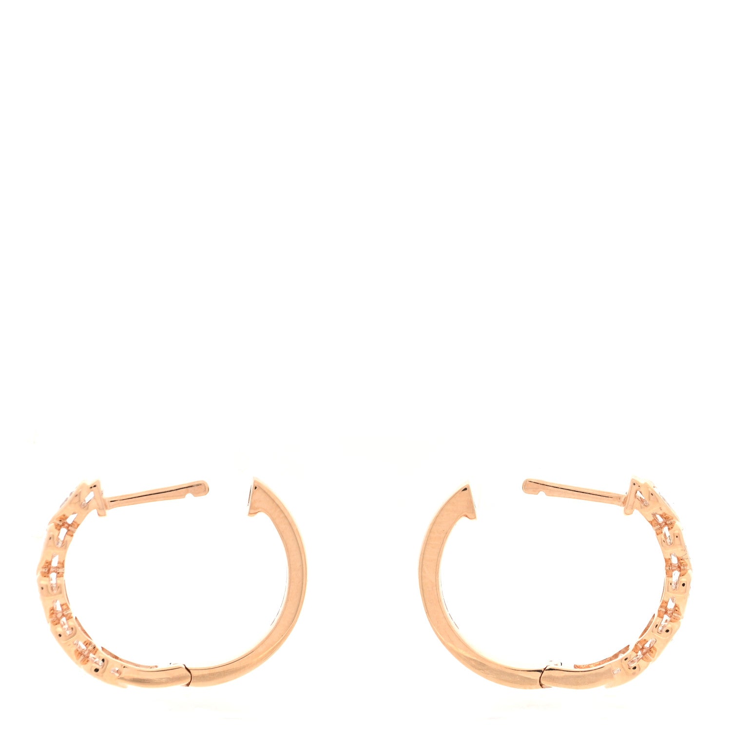 Anita Ko 18K Rose Gold Diamond Bezel Heart Hoop Earrings 3 of 5
