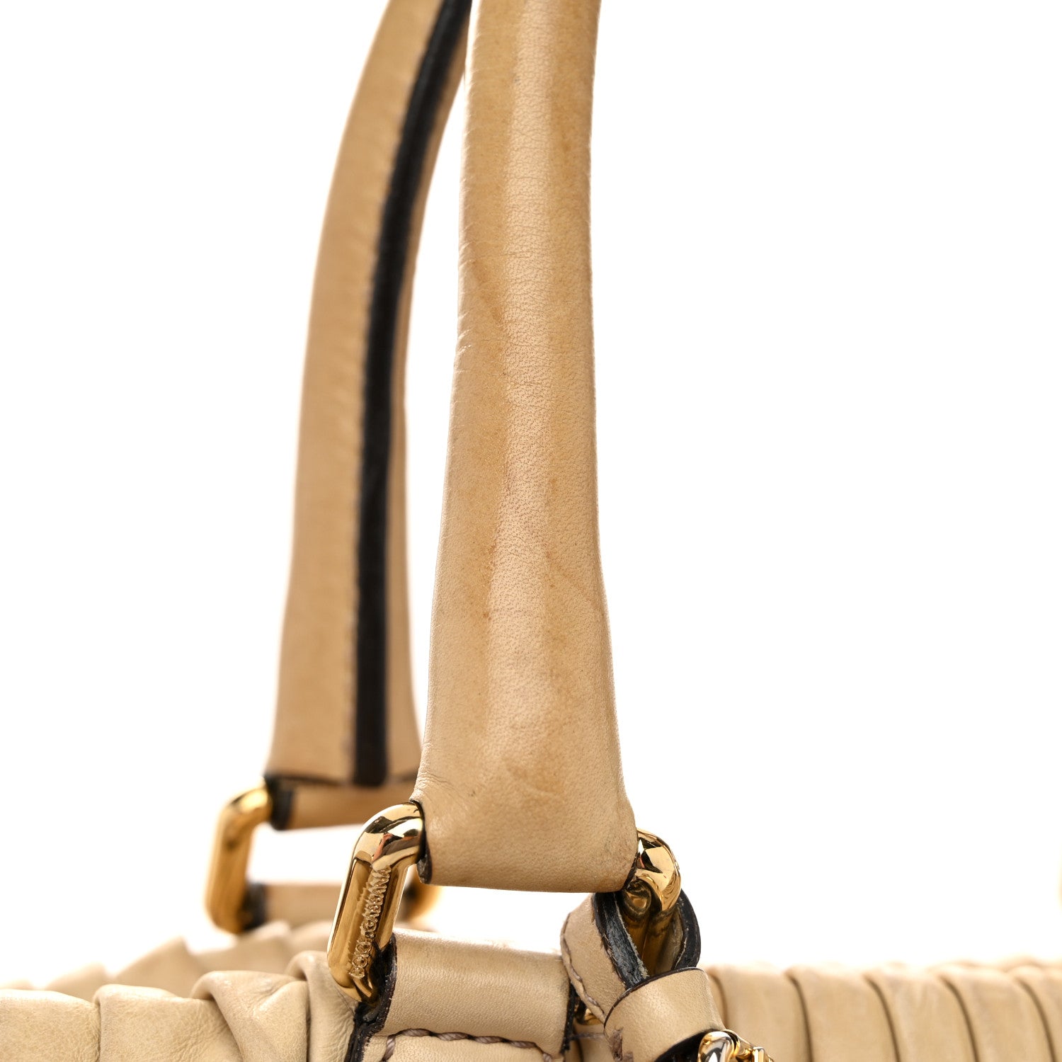 Dolce & Gabbana Calfskin Pleated Miss Gin Ruffle Bowler Tan 14 of 20