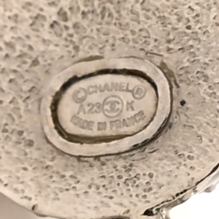 Chanel Resin Crystal CC Ball Drop Earrings Black Silver 4 of 4