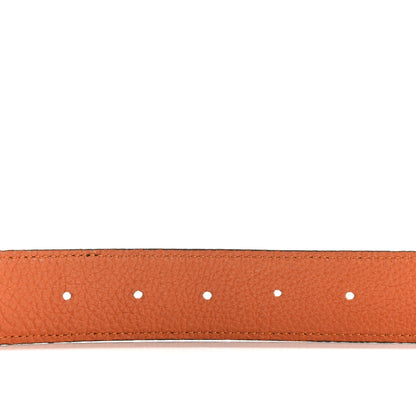 Hermes Box Togo 32mm H Belt 80 32 Black Orange 4 of 7