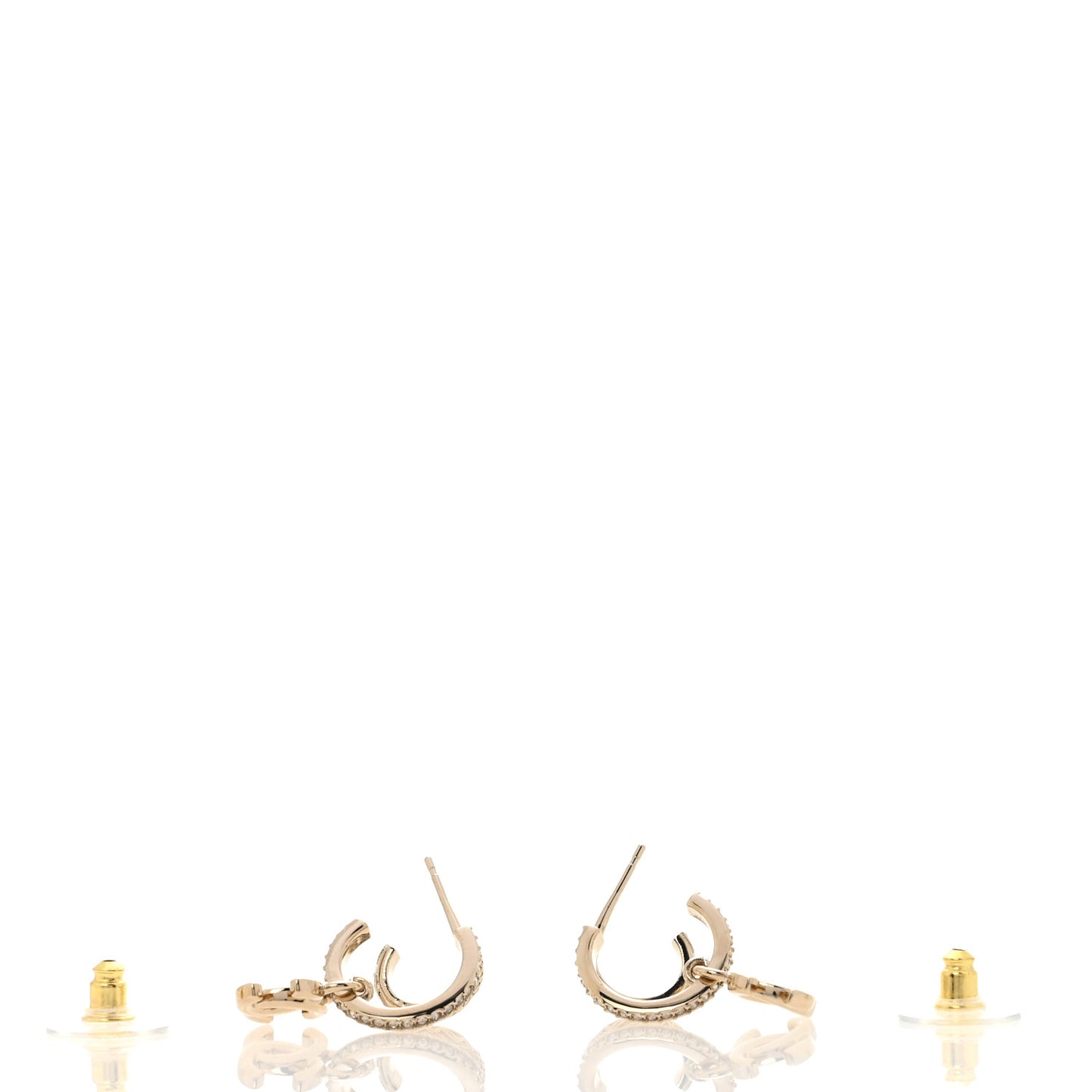 Crystal CC Double Hoop Earrings Gold